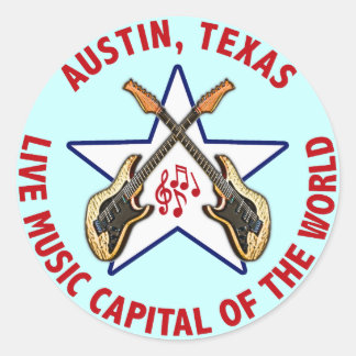 Sticker Rond Austin, Texas Live Music Capitale du Monde