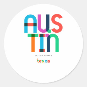Sticker Rond Austin Texas milieu du siècle, Art Pop,