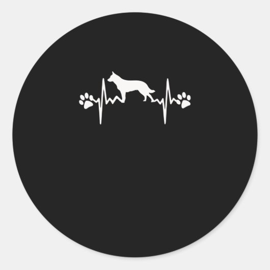 Sticker Rond Australian Cattle Dog Heartbeat Love Don (Devant)
