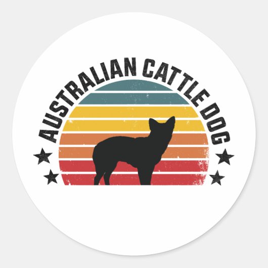 Sticker Rond australian cattle dog, red heeler dog (Devant)