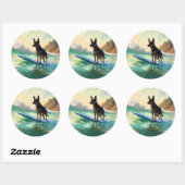 Sticker Rond Australian Kelpie Beach Surf Paining (Feuille)