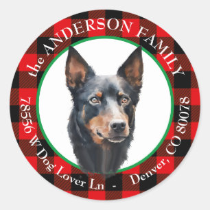 Sticker Rond Australian Kelpie Dog Buffalo Adresse de retour