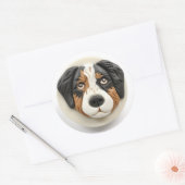 Sticker Rond Australian Shepherd Dog 3D inspiré (Enveloppe)