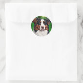 Sticker Rond Australian Shepherd dog en tenue de St. Patrick's  (Sac)