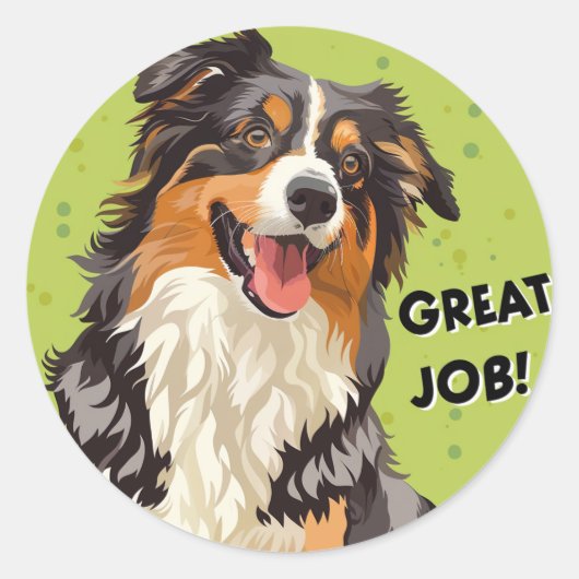 Sticker Rond Australian Shepherd Grande récompense de professeu (Devant)