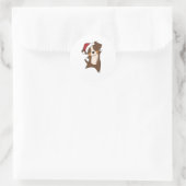 Sticker Rond Australian Shepherd Merry Christmas Winter (Sac)