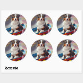 Sticker Rond Australian Shepherd on Paddle : Une aventure Pitto (Feuille)