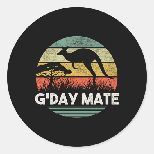 Sticker Rond Australie G-Day Mate Kangaroo Australie (Devant)