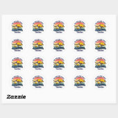 Sticker Rond Australie Voyage Cute Kangaroo Sunset Custom (Feuille)