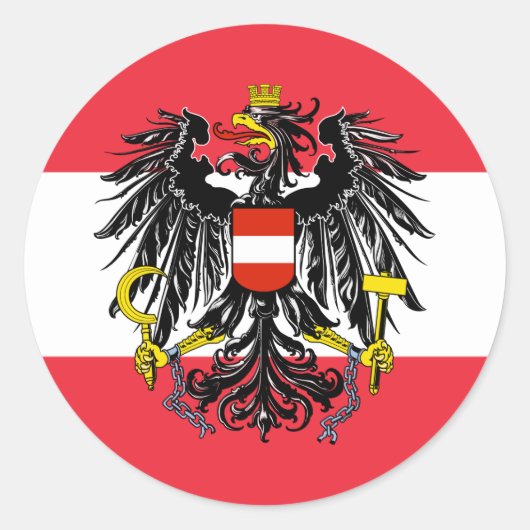 Sticker Rond Austrian Flag and Coat of Arms, Flag of Austria (Devant)