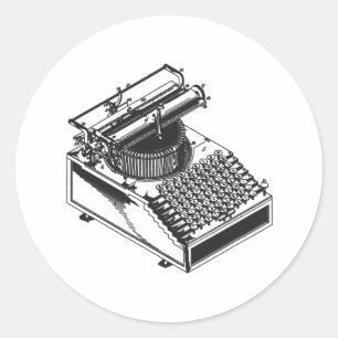 Sticker Rond Auteur - dactylographiez la machine d'écriture -