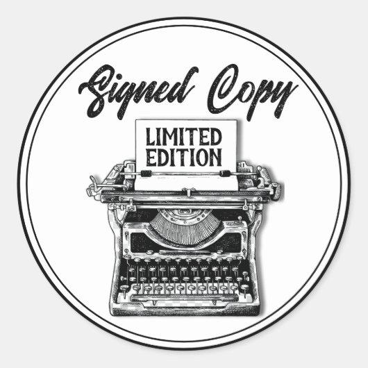Sticker Rond Auteur Signé Copie de la machine à écrire blanc (Devant)