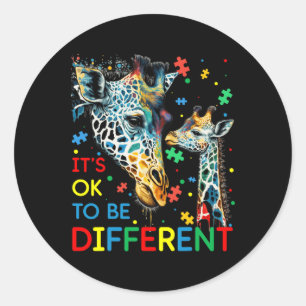 Sticker Rond Autism Aware Acceptance Women Kid Its Ok To Be