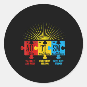 Sticker Rond Autism Aware Puzzle Chemical Element