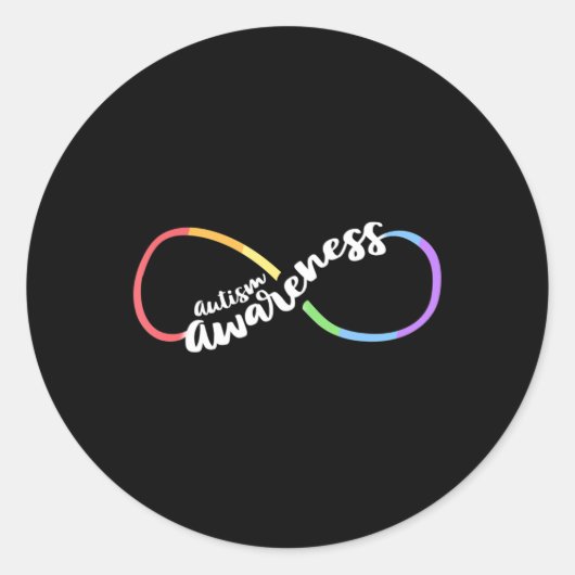 Sticker Rond Autism Awareness Autistic Acceptance Rainbow Infin (Devant)