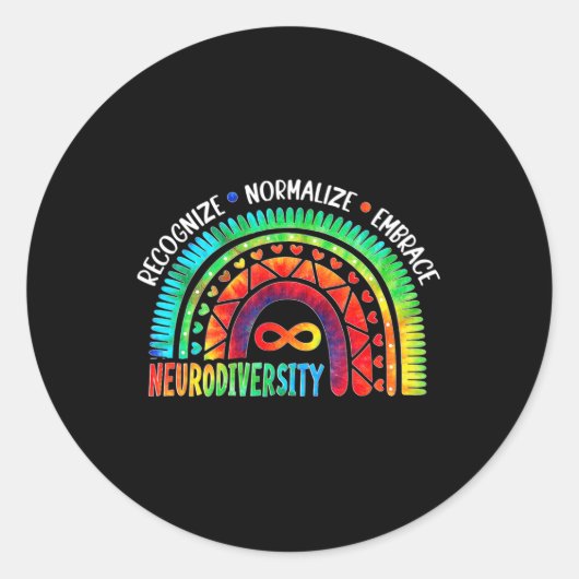 Sticker Rond Autism Awareness Month Neurodiversity Rainbow Tie (Devant)