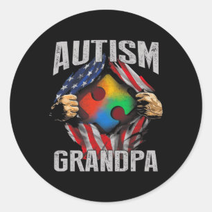 Sticker Rond Autism Grandpa Sensibilisation sur l'autisme du dr