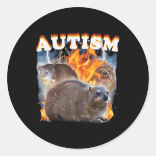Sticker Rond Autism Hyrax Mème drôle