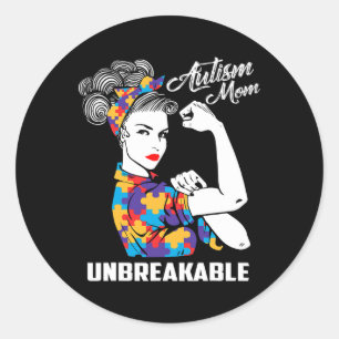 Sticker Rond Autism Mom Unbreakable Sensibilisation sur l'autis