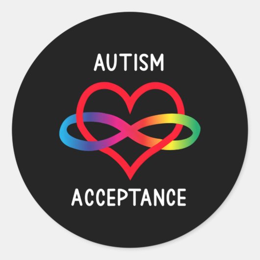 Sticker Rond Autism Pro Acceptation Symbole d'infini pour Neuro (Devant)