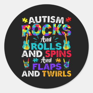 Sticker Rond Autism Rocks Rolls Spins Flaps Sensibilisation Enf