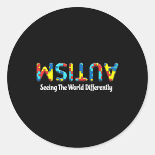 Sticker Rond Autism Seeing The World Differently Upside Autism