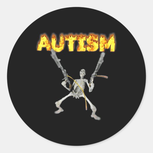 Sticker Rond Autism Skeleton Meme (Devant)