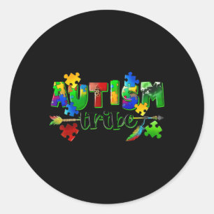 Sticker Rond Autism Tribe Puzzle Heart World Sensibilisation su