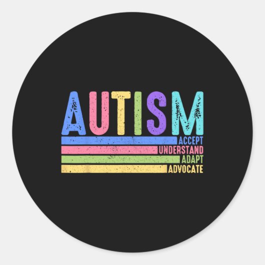 Sticker Rond Autisme Accepter Comprendre Adapt Advocate Special (Devant)