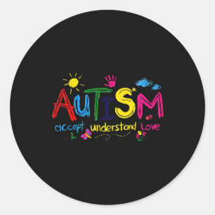 Sticker Rond Autisme Accepter Comprendre la Sensibilisation sur