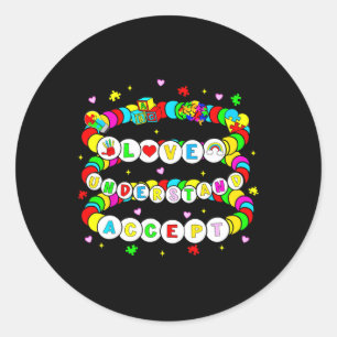 Sticker Rond Autisme Amitié Bracelet Aimer Accepter Comprendre