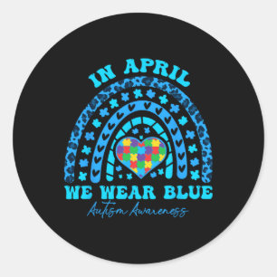 Sticker Rond Autisme Arc En Avril Nous Portons Blue Autism Awar