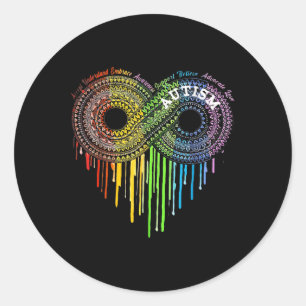Sticker Rond Autisme Arc-en-ciel Symbole d'infini Sensibilisati