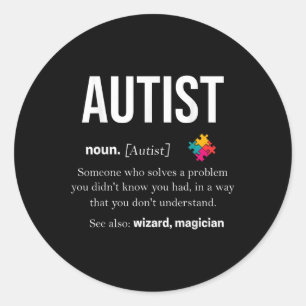 Sticker Rond Autisme Autiste Asperger Syndrom Aspie Puzzle Auti