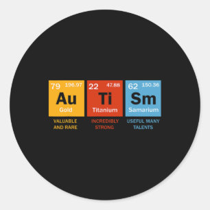Sticker Rond Autisme Chimie Tableau Périodique Éléments Autisme