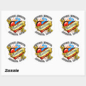 Sticker Rond Autisme classique Tatouage cardiaque (Feuille)