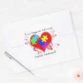 Sticker Rond Autisme Coeur brillant (Enveloppe)