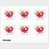 Sticker Rond Autisme Coeur brillant (Feuille)