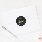 Sticker Rond Autisme coloré Arbre de Noël (Enveloppe)