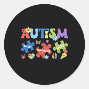 Sticker Rond Autisme Coquette Bow Puzzles Accepter Comprendre l
