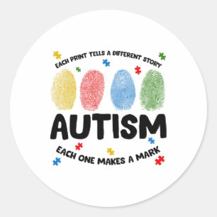 Sticker Rond Autisme D'Empreinte Chaque Impression Raconte Une
