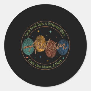 Sticker Rond Autisme d'empreinte digitale Chaque impression rac