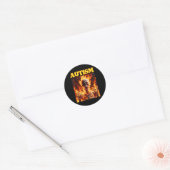Sticker Rond Autisme Drôle Cringe Dur Skeleton Mème Flames (Enveloppe)