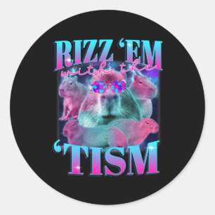 Sticker Rond Autisme Drôle Rizz Em Avec Le Mème Tism Capybyra U