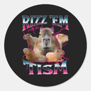 Sticker Rond Autisme Drôle Rizz Em Avec Le Mème Tisme Autistiqu