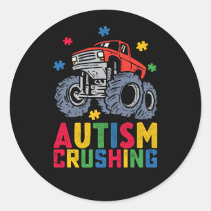 Sticker Rond Autisme écrasant Monster Truck Sensibilisation Gar