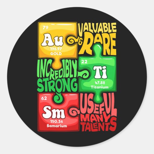 Sticker Rond Autisme Élément chimique (Devant)