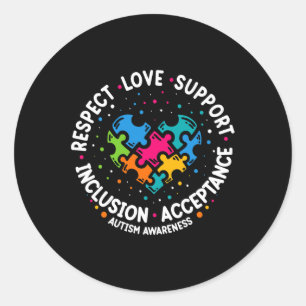 Sticker Rond Autisme Femmes Hommes Respect Amour Soutien Autism