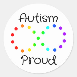 Sticker Rond Autisme Fière Neurodiversité Acceptation Arc-en-ci