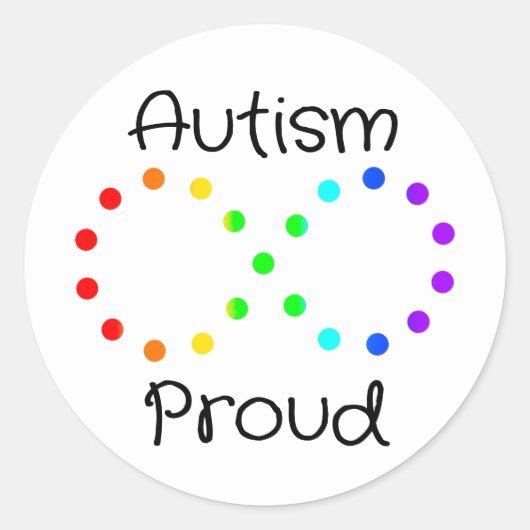 Sticker Rond Autisme Fière Neurodiversité Acceptation Arc-en-ci (Devant)